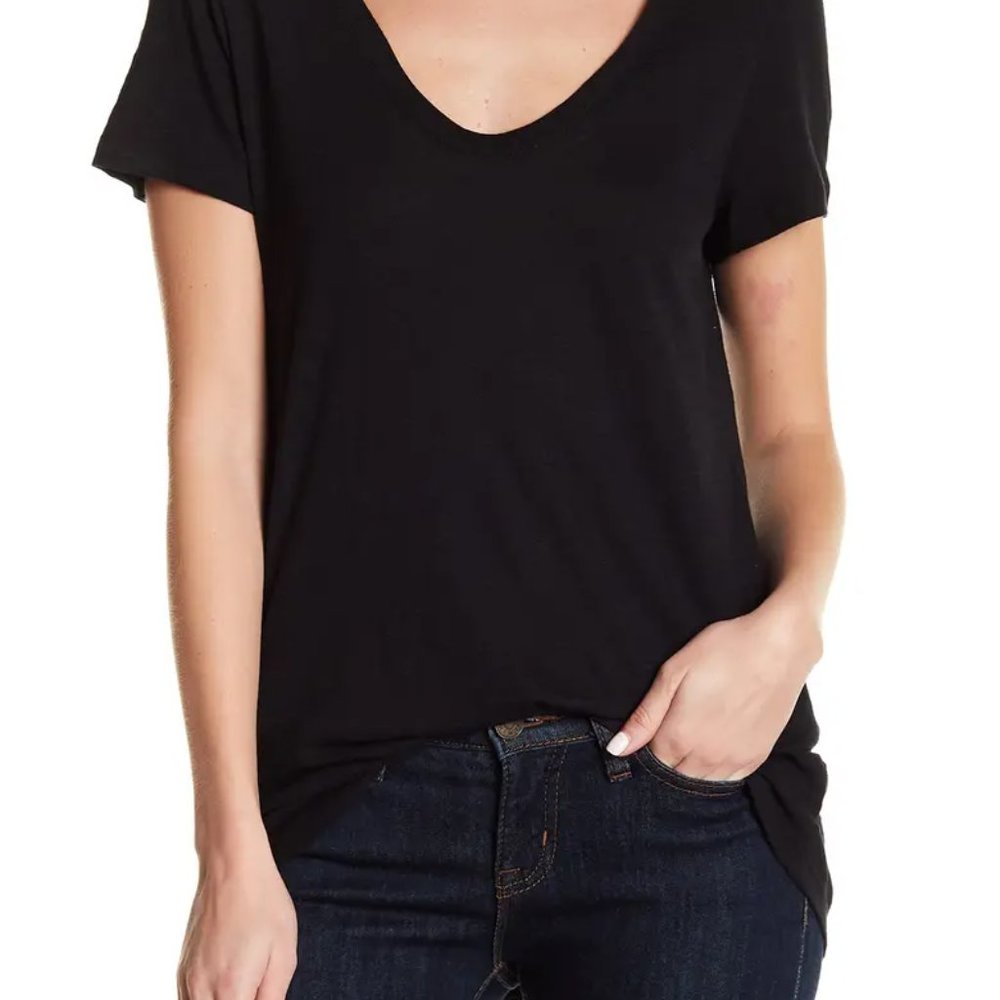 Nordstrom Rack Black Scoop Neck Slub Tee